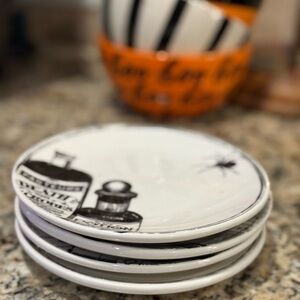Black and White Halloween plates